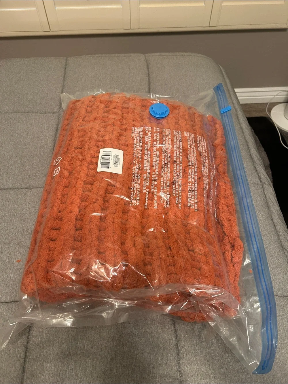 Chunky Knit Chenille Crochet Throw Blanket - Rust Orange